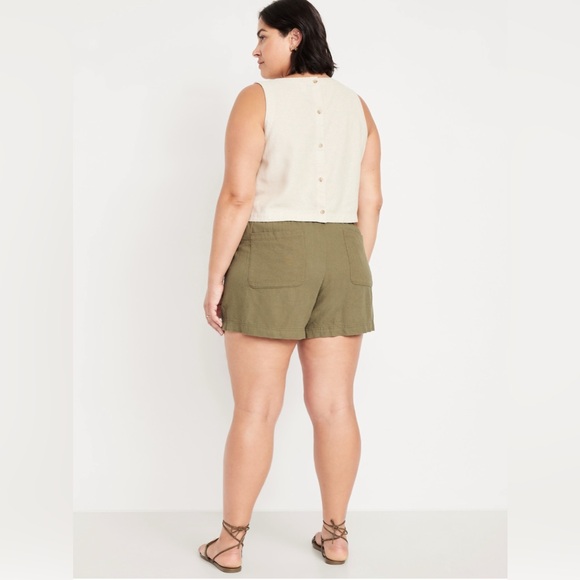 🆕 Old Navy Women’s High-Waisted Linen-Blend Shorts 3.5-in inseam Kombu XL 16-18 - Picture 8 of 15